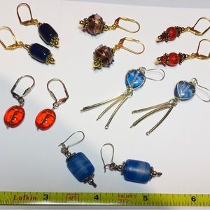 Lot of fun glass finished earrings.